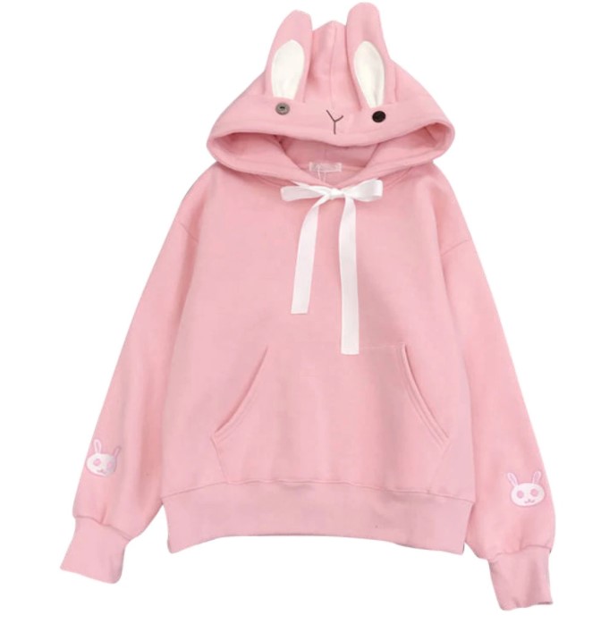 Cat hooded ear Sweatshirts Winter Women Harajuku Hoodies Preppy style Warm Flannel Kawaii Cute 