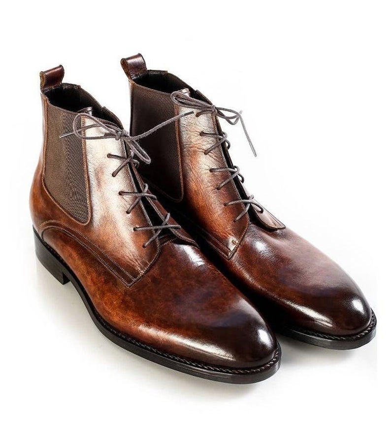 New Pure Handmade Brown Shaded Leather Lace Up Dress Shoes For Men/'s